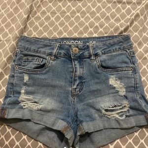 low rise taille basse shorts - blue